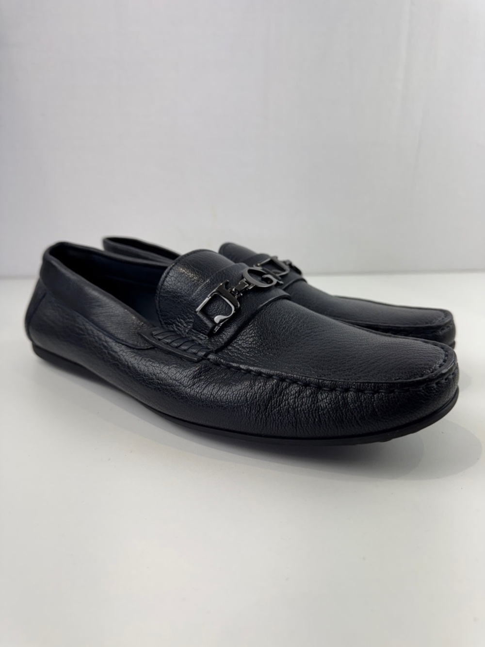 Men's John Galliano Black Leather Branded Driving Loafers